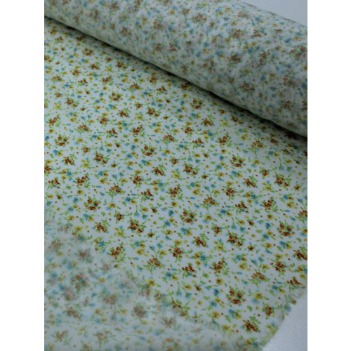 Tecido Tricoline Italiano Micro Floral Amarelo e Branco
