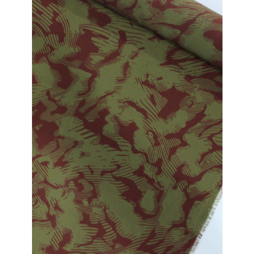 Tecido Crepe Italiano Estampa Abstrata Tons Terrosos e Verde