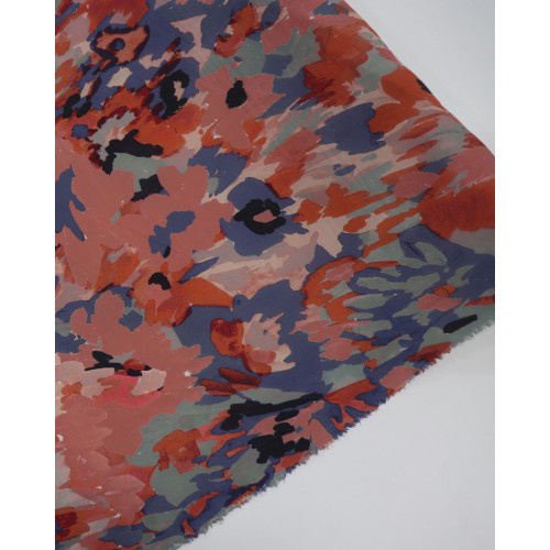 Tecido Crepe Salinas Pintura Abstrata Tons de Outono
