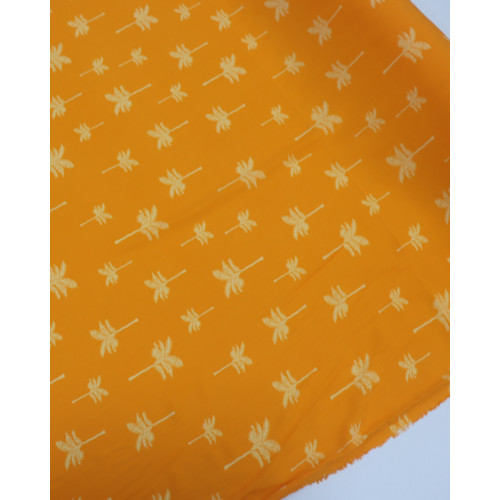 Tecido Viscose Palmeiras Creme e Laranja