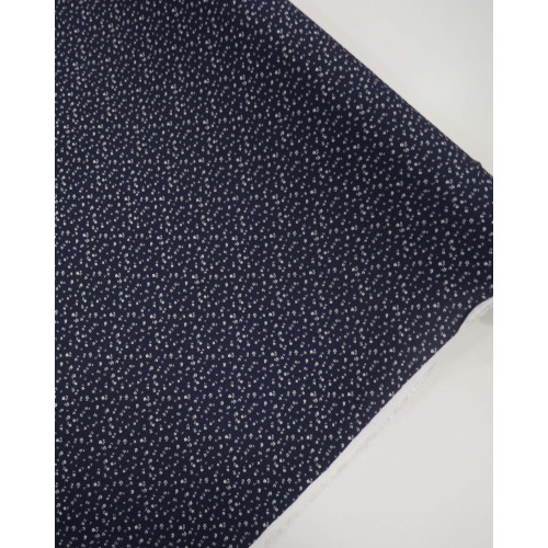Tecido Crepe de Viscose Micro Liberty Branco e Azul Marinho