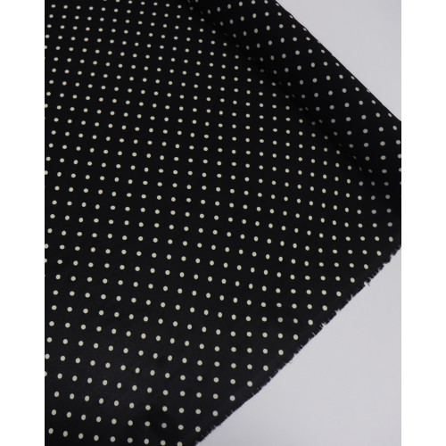 Tecido Crepe Chiffon Italiano Grosso Poá Creme e Preto
