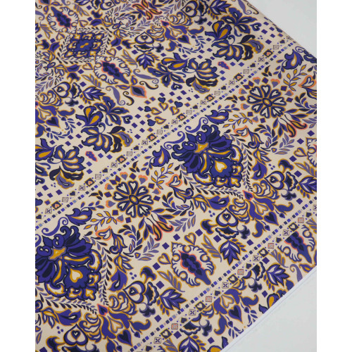 Tecido Viscose Acetinada Italiano Barrado Duplo Multi Estampa Colorida
