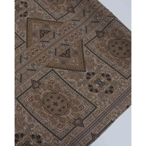 Tecido Crepe de Viscose Italiano Boho Geométrico Preto, Azul e Marrom