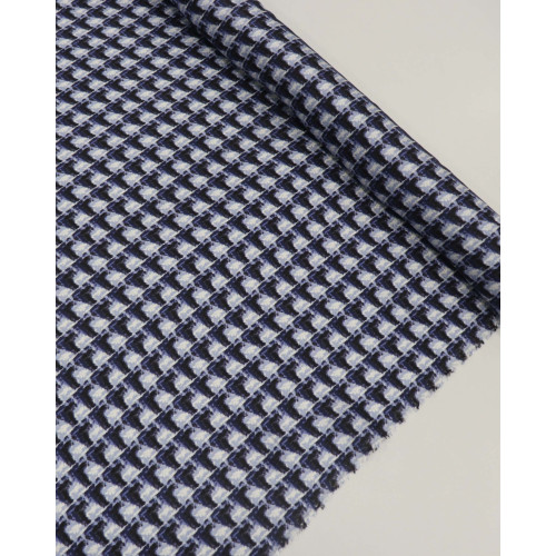 Tecido Viscose Italiano Ilusão de Ótica Branco e Tons de Azul