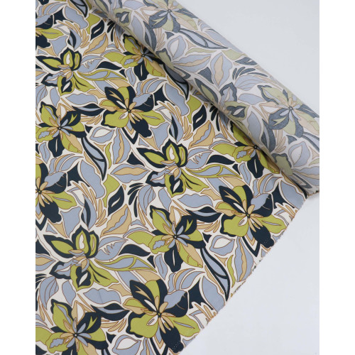 Tecido Viscose Tapete Floral Tons Frios