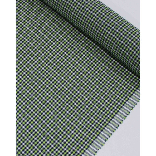Tecido Linho Misto Italiano Micro Quadriculado Branco, Preto e Verde