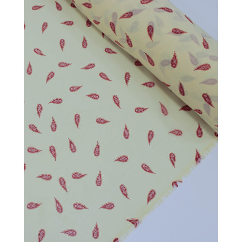 Tecido Crepe Chiffon Grosso Micro Cashmere Vermelho e Creme