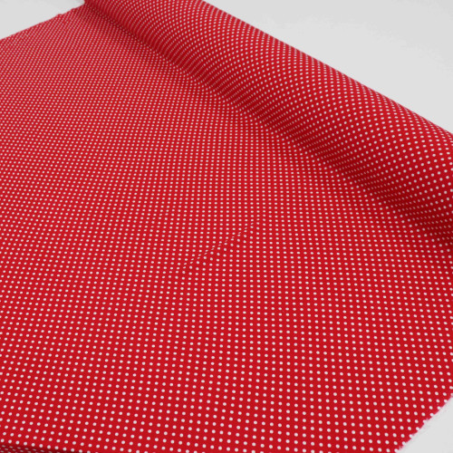 Tecido Viscose Micro Poá Diagonal Branco e Vermelho
