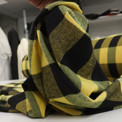 Tecido Flanela Mista Xadrez Retangular Preto e Amarelo
