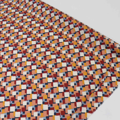 Tecido Crepe Silk Italiano Geometrico Colorido