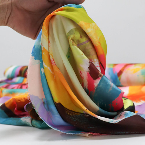 Tecido Crepe Silk Italiano Pintura Neon Colors