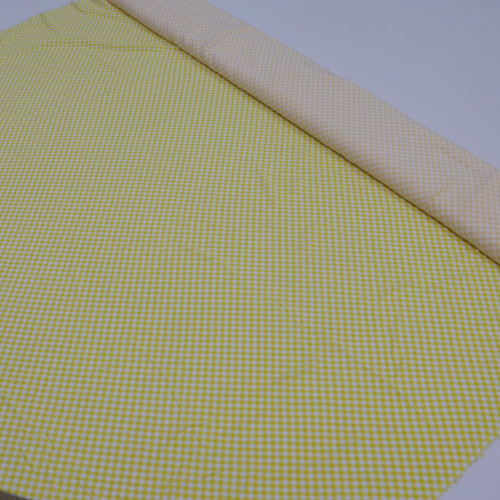 Tecido Viscose Xadrez Diagonal Amarelo e Branco