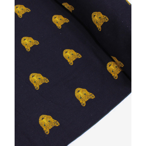Tecido Linho Misto Estampado Onças Amarelo e Preto (Com Leves Defeitos)