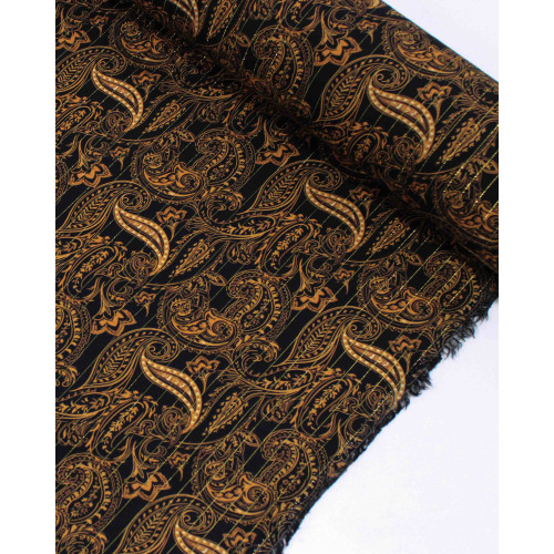 Tecido Viscose com Lurex Cashmere Estampada Castanho e Preto
