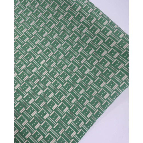 Tecido Viscose Texturizada Geométrico creme e Verde