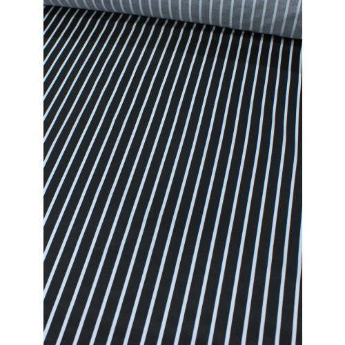 Tecido Tricoline Mista Listras Preto e Branco
