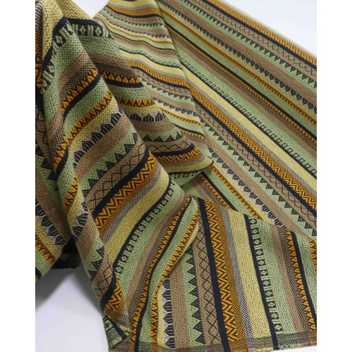 Tecido Tweed Italiano Barrado Étnico Amarelo e Verde