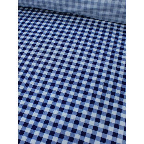Tecido Tricoline Xadrez Vichy Azul Marinho e Branco