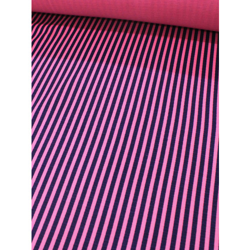 Tecido Linho Misto de Algodão Listras Pink e Azul Marinho