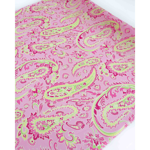 Tecido Crepe Chiffon Macro Cashmere Verde Neon e Rosa Bebê (1m)