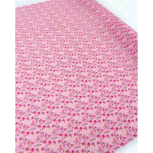 Tecido Crepe Chiffon Tapete Floral Tons de Rosa