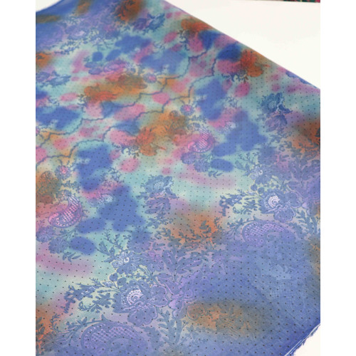 Tecido Crepe Chiffon Cashmere Degradê Laranja e Azul (1m)