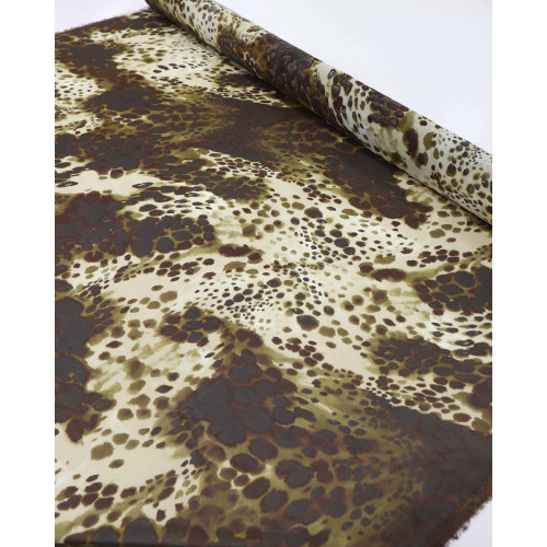 Tecido Crepe Chiffon Animal Print Marrom e Amarelo