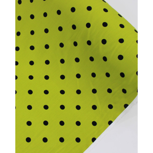 Tecido Viscose Poá Preto e Verde Abacate