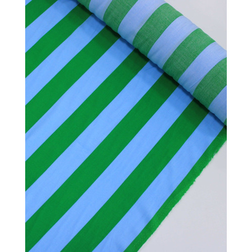 Tecido Viscose Listras Verde e Azul