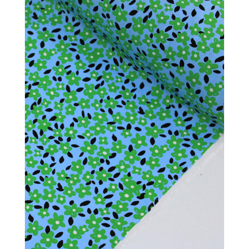 Tecido Viscose Tapete Verde, Preto e Azul 