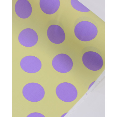 Tecido Viscose Macro Poá Lilás e Amarelo Requinte