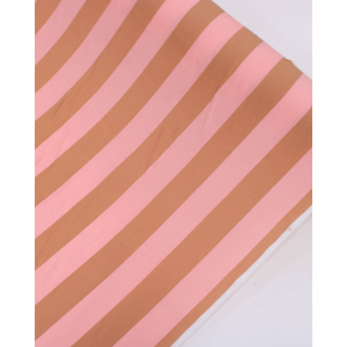 Tecido Viscose Listrado Rosa e Castanho Claro