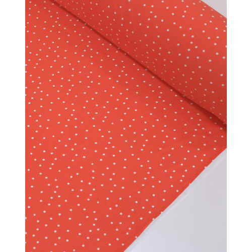 Tecido Viscose Micro Pingos Branco e Vermelho Vivo