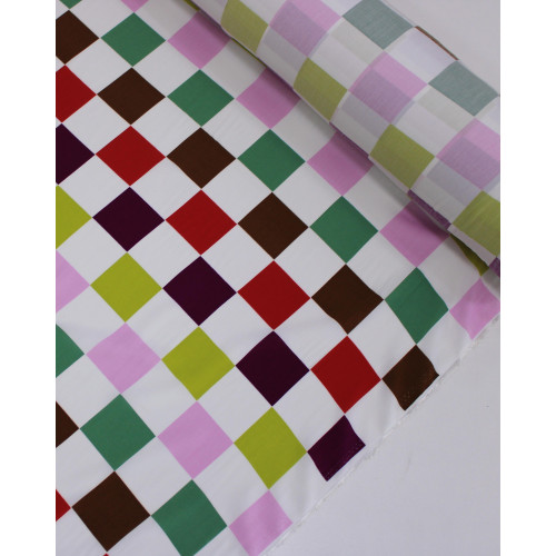 Tecido Viscose Quadriculado em Listras Verticais Coloridas