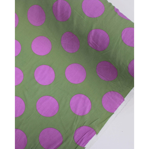 Tecido Viscose Macro Poá Rosa e Verde 