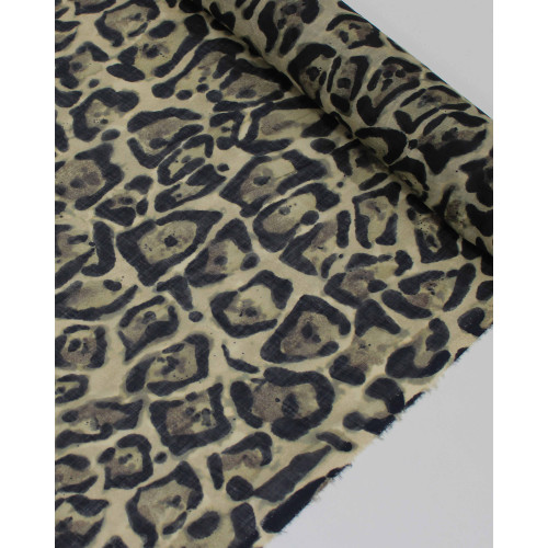 Tecido Linho Puro Italiano Animal Print Clássico