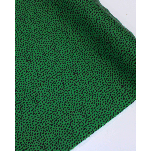 Tecido Crepe Silk Italiano Micro Pingos Preto e Verde