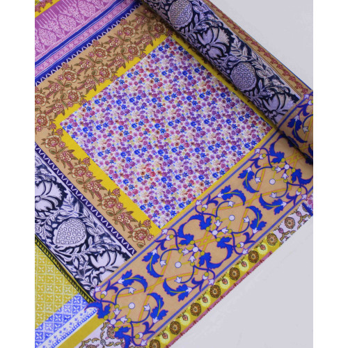 Tecido Cambraia de Algodão Italiano Multi Estampas em Recortes Colorido