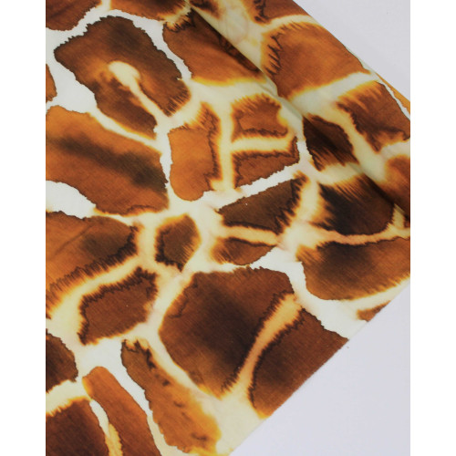 Tecido Tricoline Italiano Macro Animal Print Caramelo e Creme