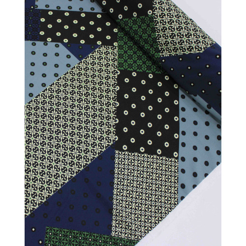 Tecido Viscose Italiano Multi Estampas em Recortes Coloridas