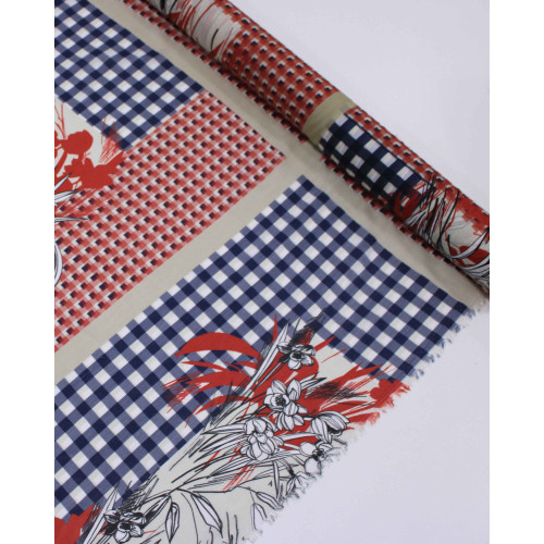 Tecido Cambraia Mista Italiano Macro Estampa Lenço Floral Geométrica Colorido