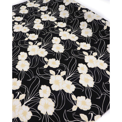 Tecido Viscose Macro Portulaca Creme e Preto (2.7m)
