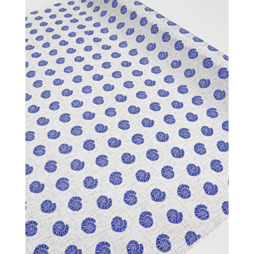 Tecido Viscose Conchas Azul e Cinza Mescla
