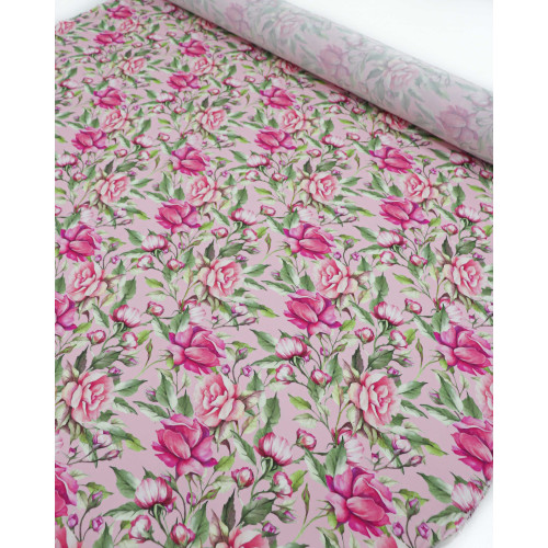Tecido Viscose Premium Roseira Tons de Rosa