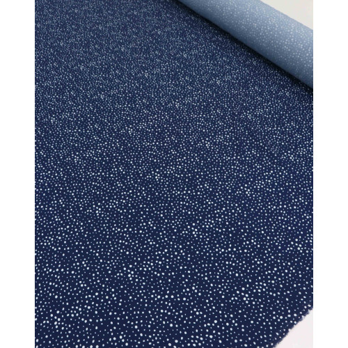 Tecido Viscose Premium Pingos Gelo e Azul Marinho