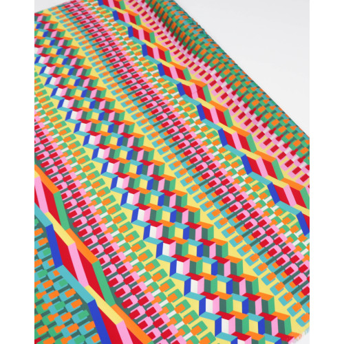 Tecido Crepe Silk Italiano Multi Estampa Geométrico Colorido