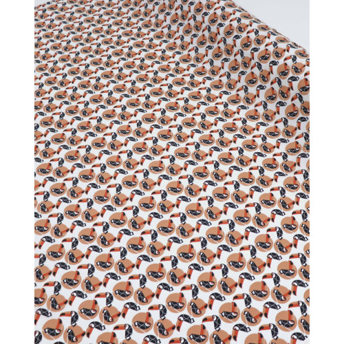 Tecido Viscose Estampa Tucanos e Offwhite