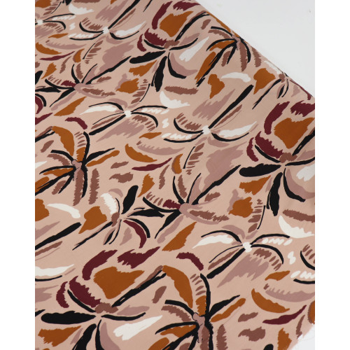 Tecido Viscose Coqueiros em Aquarela Terracota e Nude