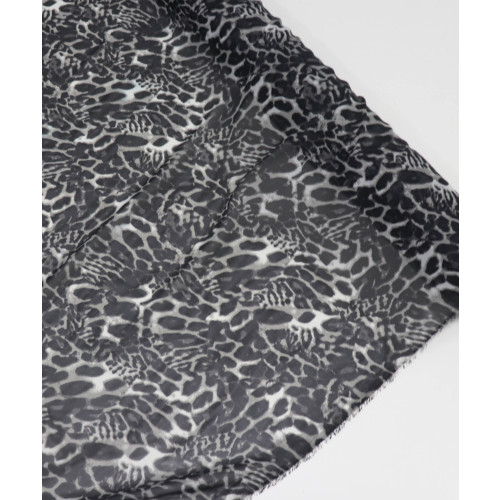 Tecido Crepe Chiffon Animal Print Clássico Cinza e Preto